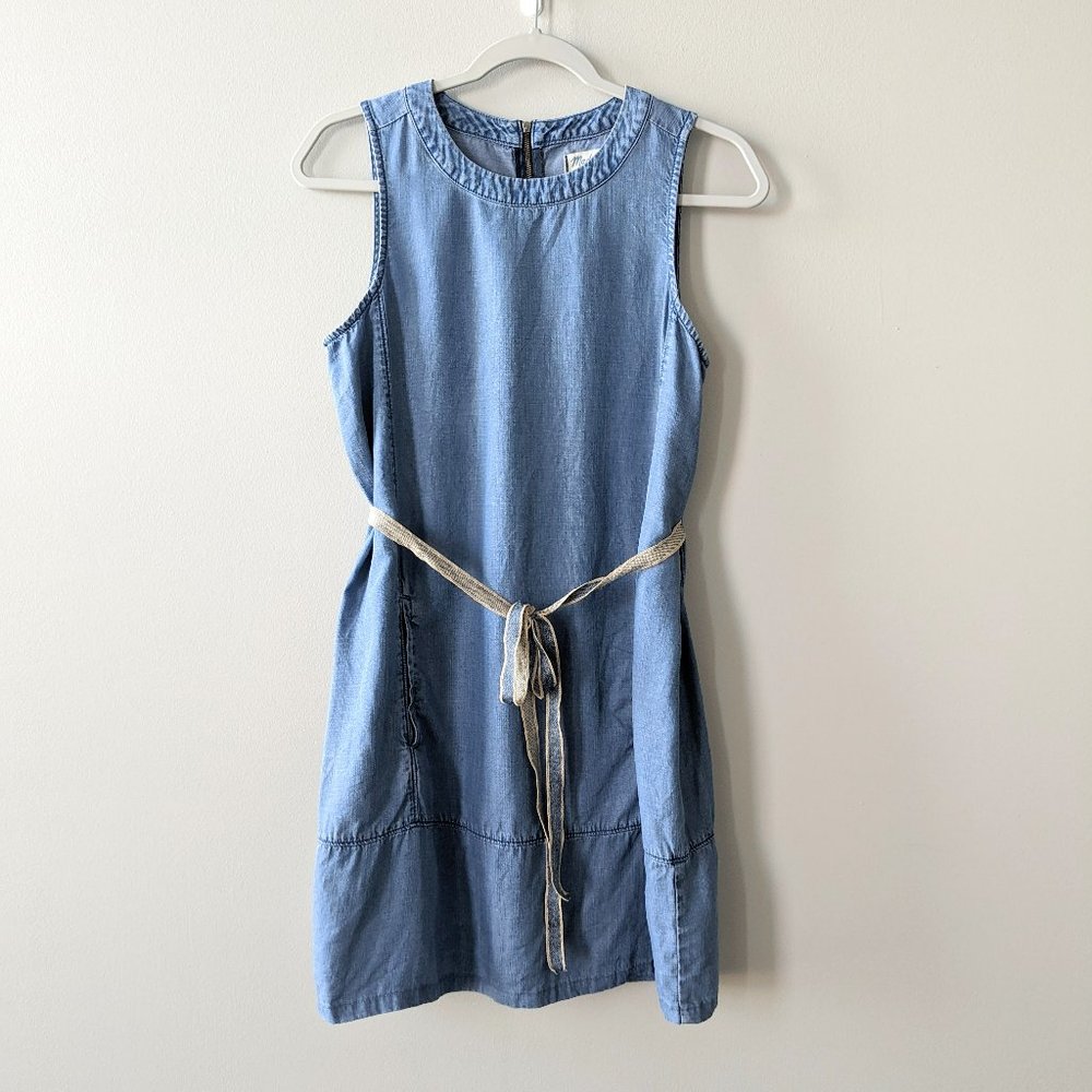Madewell Chambray Sleeveless Tie-Waist Mini Dress - Picture 1 of 6